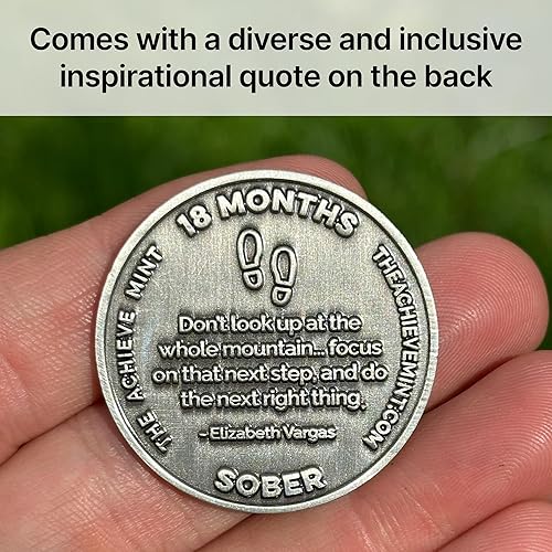 Miniatura 190 de The Achieve Mint Ficha sobria de 13 meses Chip sobrio de trece meses Regalo no AA, medallones no religiosos para hombres y mujeres que celebran
