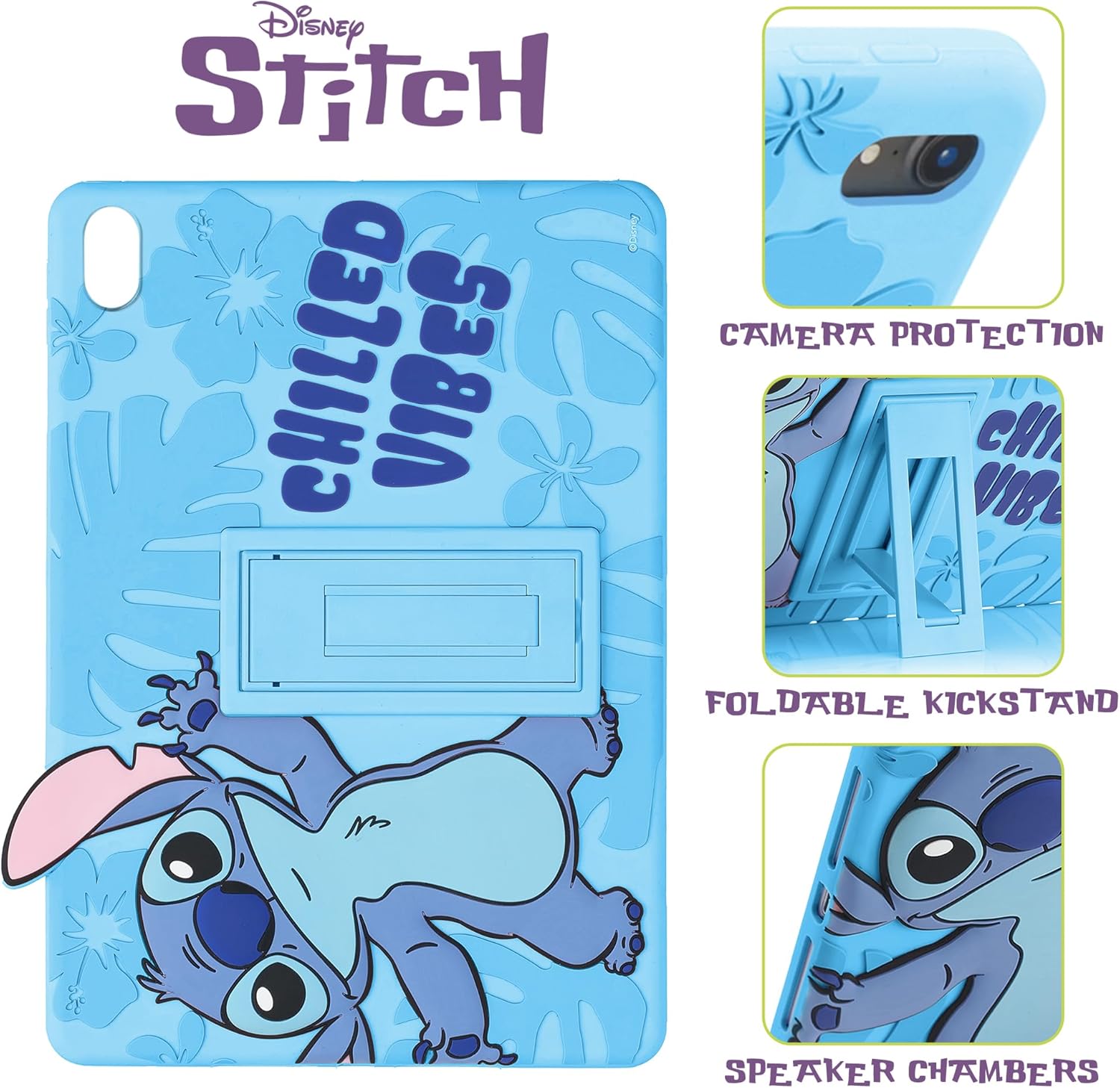 Disney Lilo and Stitch Kids iPad Case - 10.9 Inch Case for iPad 10th Generation (2022) & A16 11th Generation 11 inch (2025) - Tablet Cover with Stand, Shockproof Silicone Protector