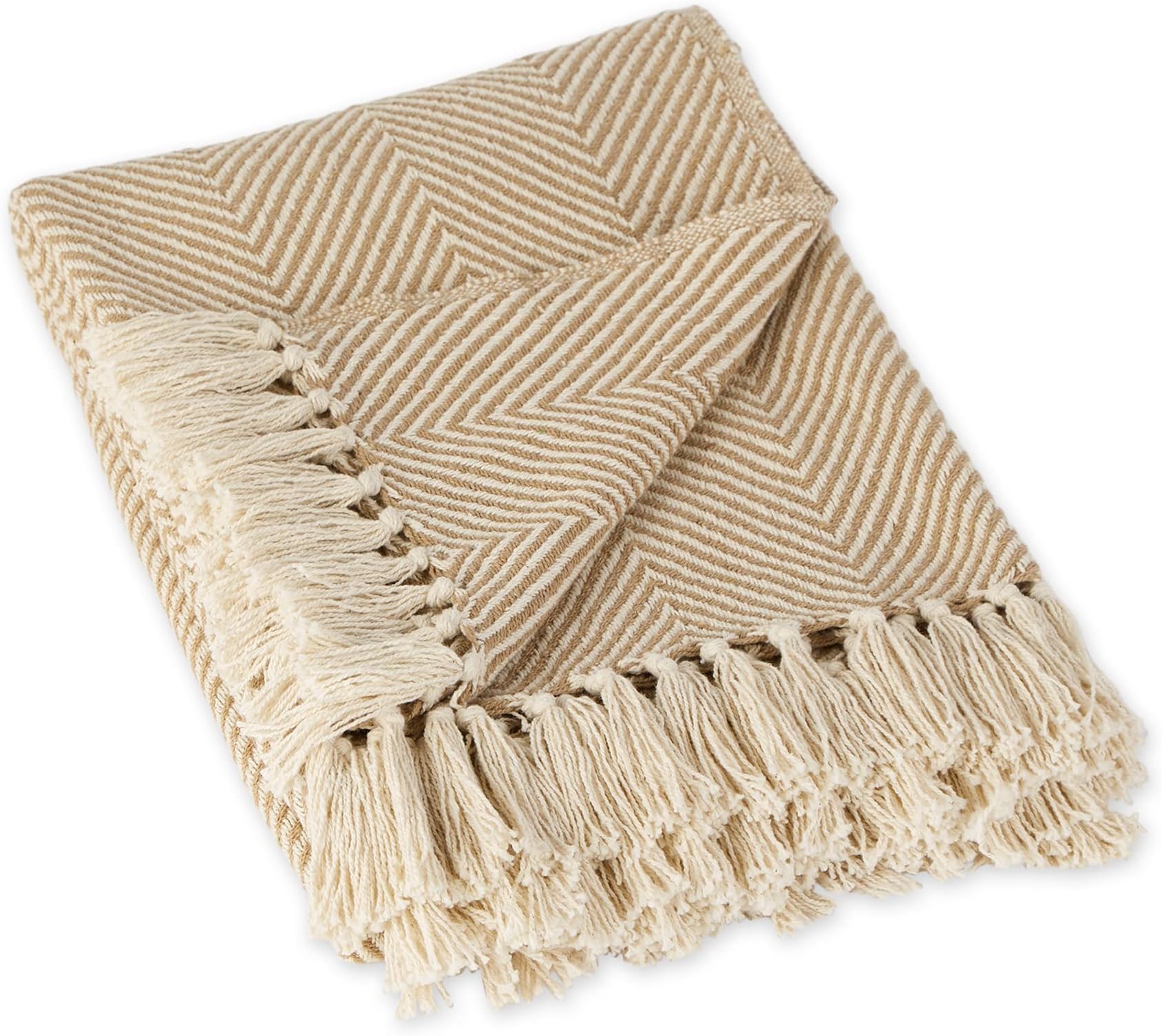 DII Rustic Farmhouse Cotton Chevron Blanket Throw with Fringe for Chair, Couch, Picnic, Camping, Beach, & Everyday Use, 50 x 60 - Urban Chevron Stone