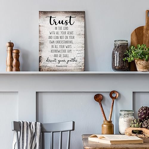 Miniatura 6 de PHAMTE Proverbios 35-6 Confía en el Señor con todo tu corazón Arte de pared cristiano, Decoración de pared con escrituras bíblicas, Impresión de