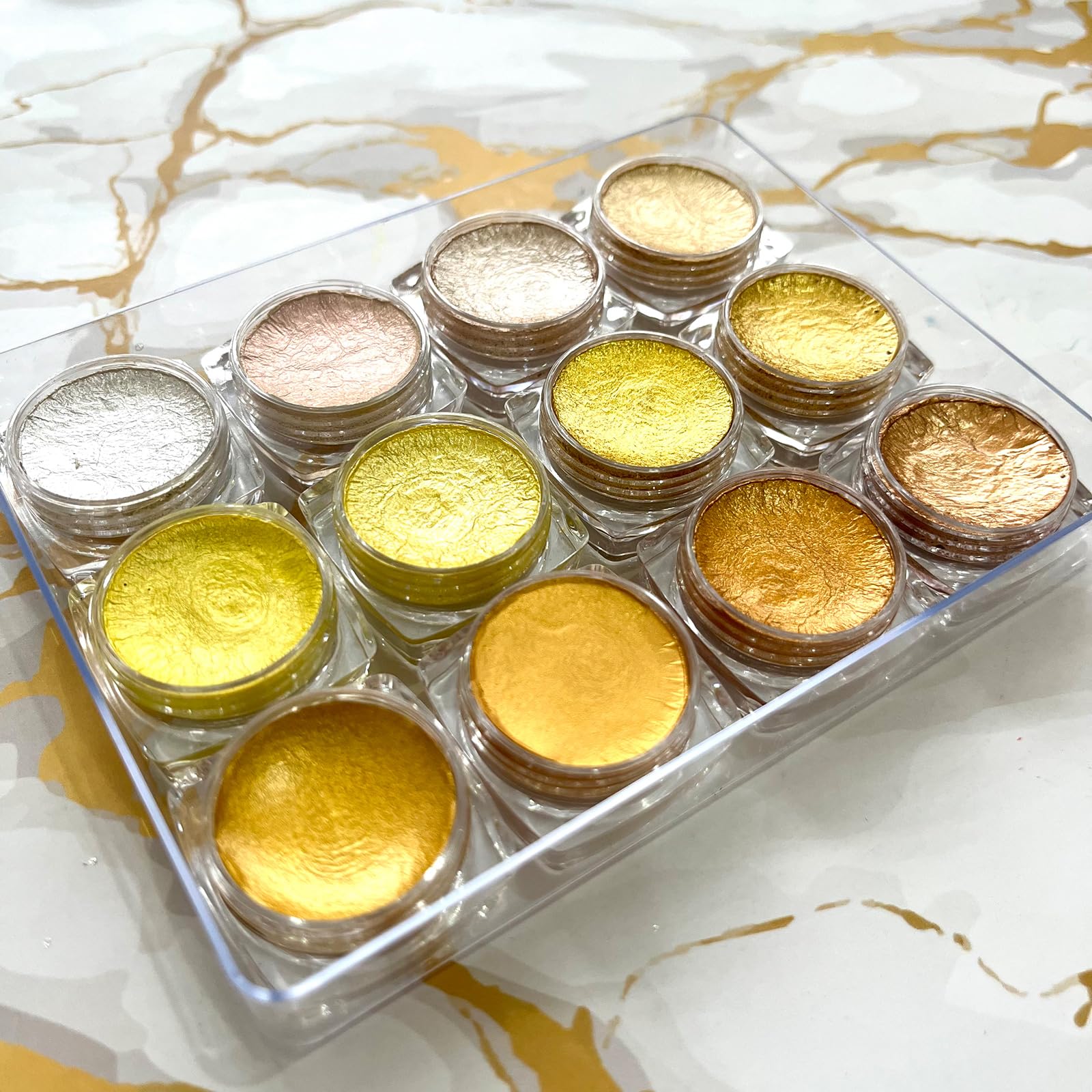Peinture aquarelle professionnelle 12 couleurs à paillettes pour peinture sur papier, bois, pierre, aquarelle, nail art