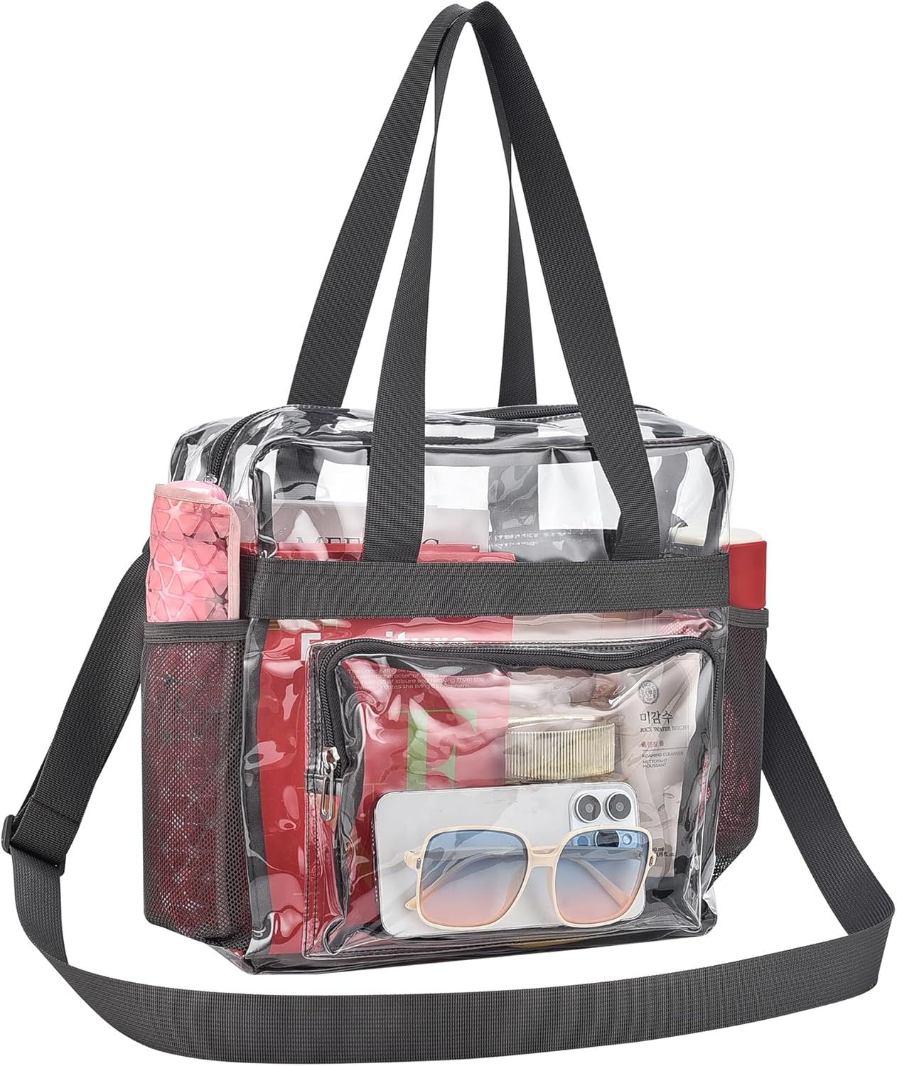 Busiuw Clear Bag for Stadium Events 12x12x6, Clear Tote Stadium Bag with Reinforced Straps for Sport Fan, Events, Travel