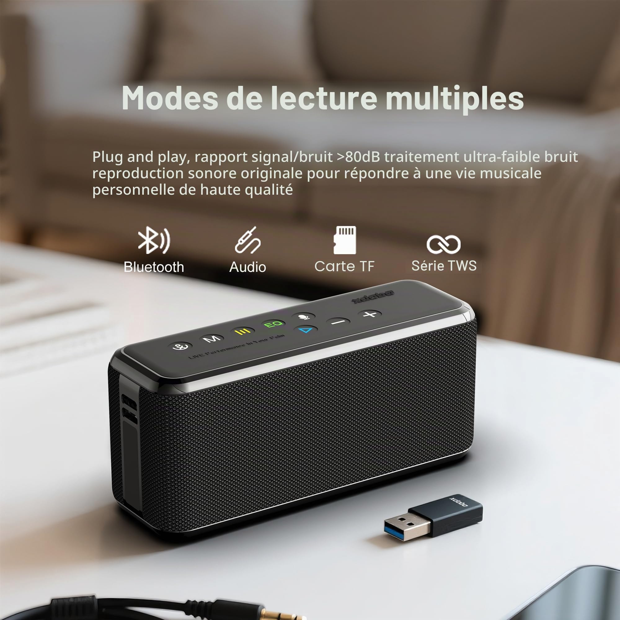 XDOBO X8 Max Haut-parleur Bluetooth portable sans fil avec son stéréo pour extérieur, haut-parleurs étanches pour ordinateur de bureau, haut-parleurs Bassup avec son Surround 360° de graves