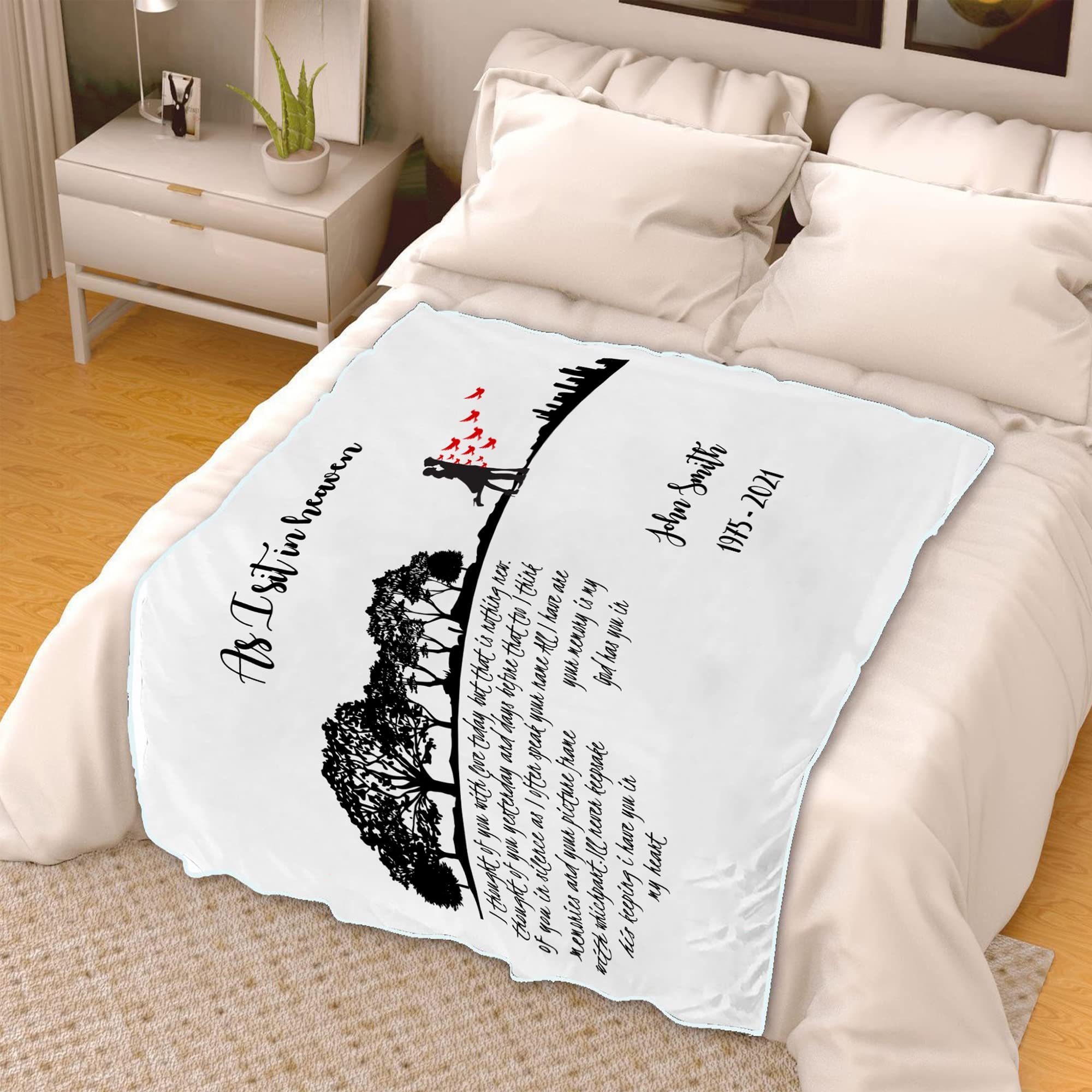 Manta personalizada con nombre y año, manta conmemorativa de pájaro cardenal, manta conmemorativa, regalo de duelo, manta conmemorativa personalizada, regalo de condolencias, manta de forro polar