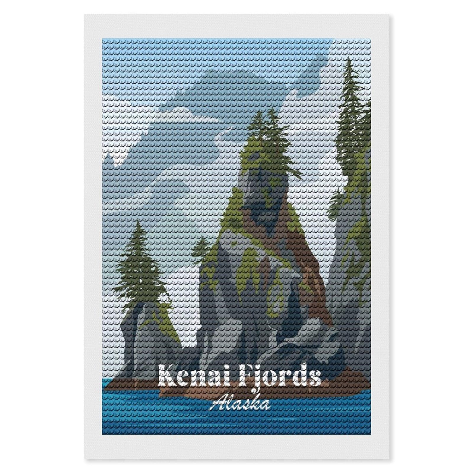 Junmoney Kenai Fjords Alaska Diamond Art Canvas 8"x12", for Adults, Good for Quiet Evenings, Bedroom Decor, Festive Craft Gift, Easy to Enjoy