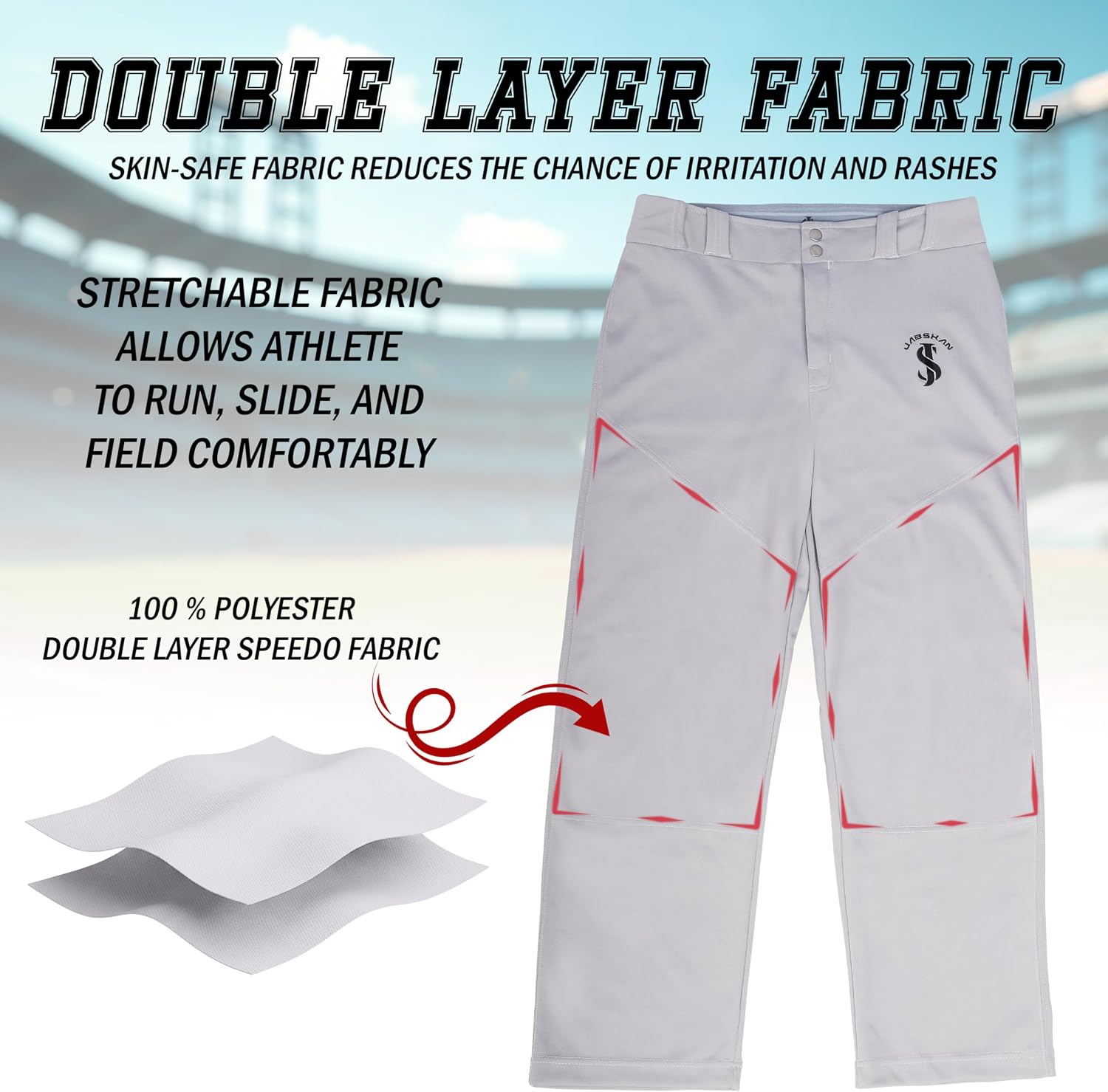 Boys Full Length Baseball Pants – Durable Double-Knit Open Bottom Style YXS to YXL