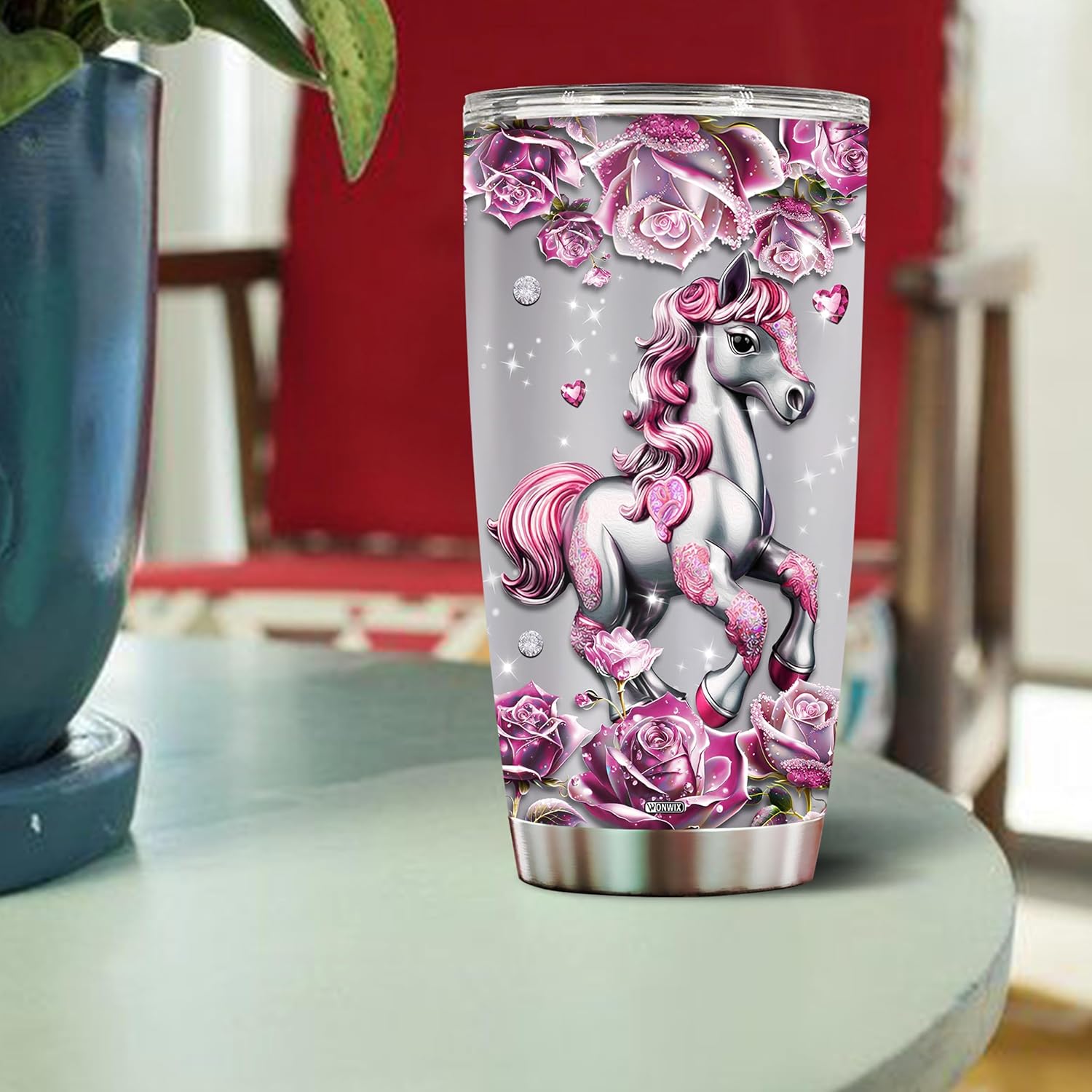 Personalized Horse Gifts for Girls, Women, Insulated Stainless Steel Coffee Cup, Travel Mug, Tumbler, Water Bottle, Gift for Horses Lover, Christmas, Birthday, Mother's Day, Valentine - Image 4