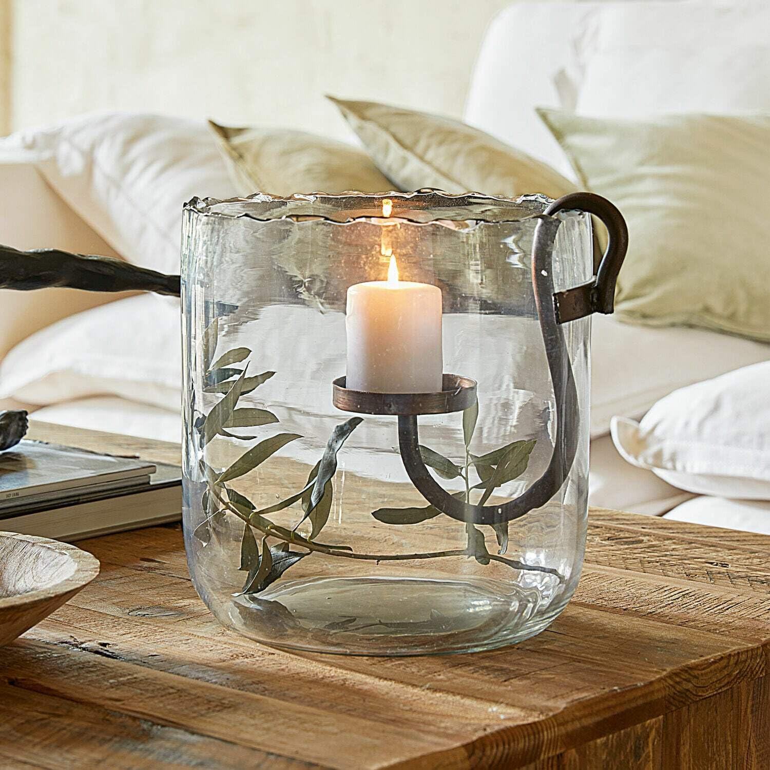 Loberon Vermand Portacandela - Look Romantico - Vetro soffiato, Trasparente/Marrone Antico
