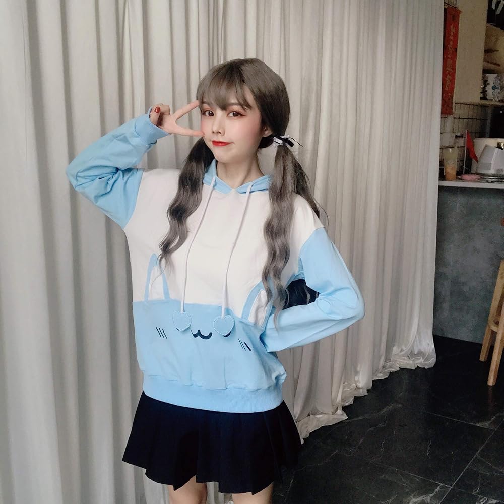 Amazon.com: Packitcute Bunny Hoodie Kawaii Print Loose