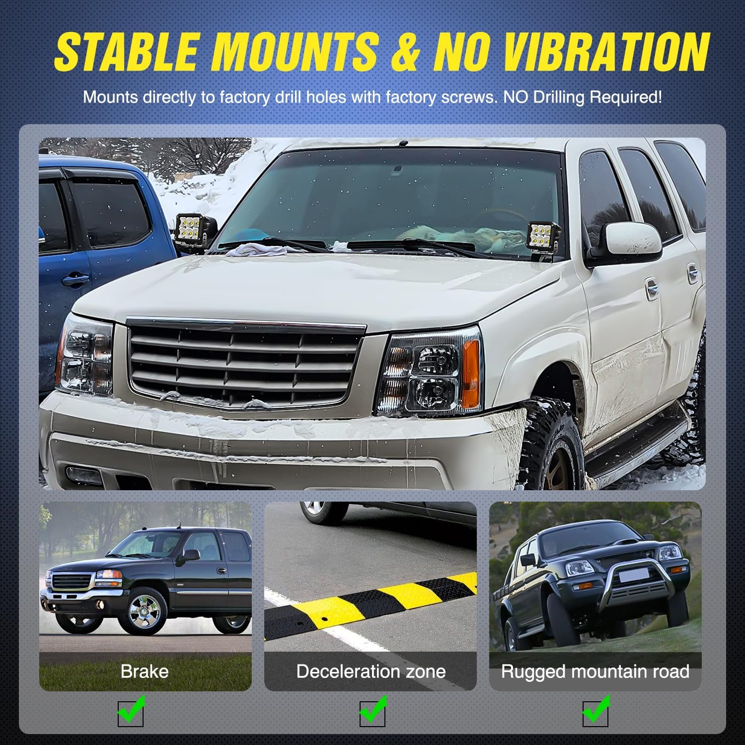 Nilight Ditch Light Brackets Hood Hinges Mount Bracket Kit for Auxiliary Offroad LED Pod Work Lighting on 1999-2006 Chevrolet Silverado Tahoe Suburban GMC Sierra Yukon
