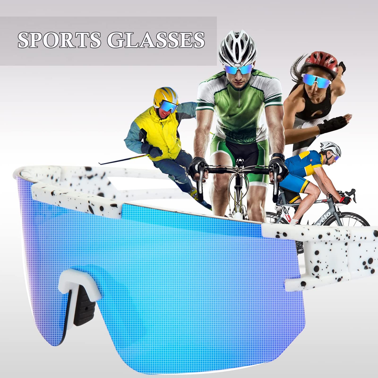 Ruikdly Schnelle Brille Rave, Sportbrille Polarisiert, Sonnenbrille Fahrradbrille für Herren Damen UV 400 Schutz, Sportbrille für Outdoorsport Radfahren Fahren Laufen Golf Ski Bergsteigen Angeln