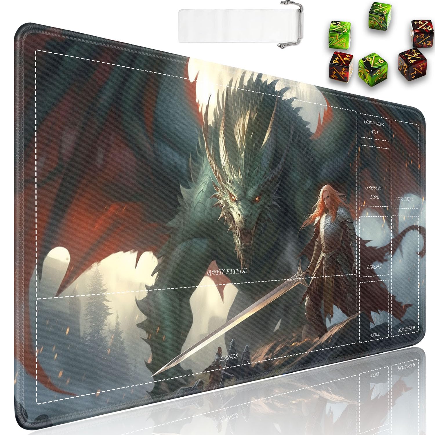MTG Tapis de jeu, surface lisse, tapis de jeu MTG TCG 61 x 35,6 cm avec sac de rangement, tapis de souris antidérapant, jeu de combat, tortue peinte à l'eau
