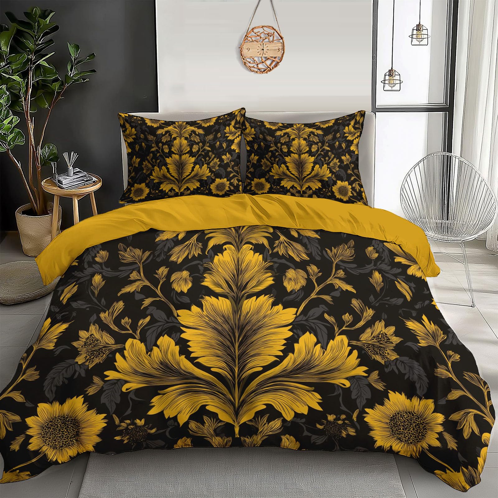 Housse de couette 240x260 imprimé 3D rococo en microfibre premium de qualité