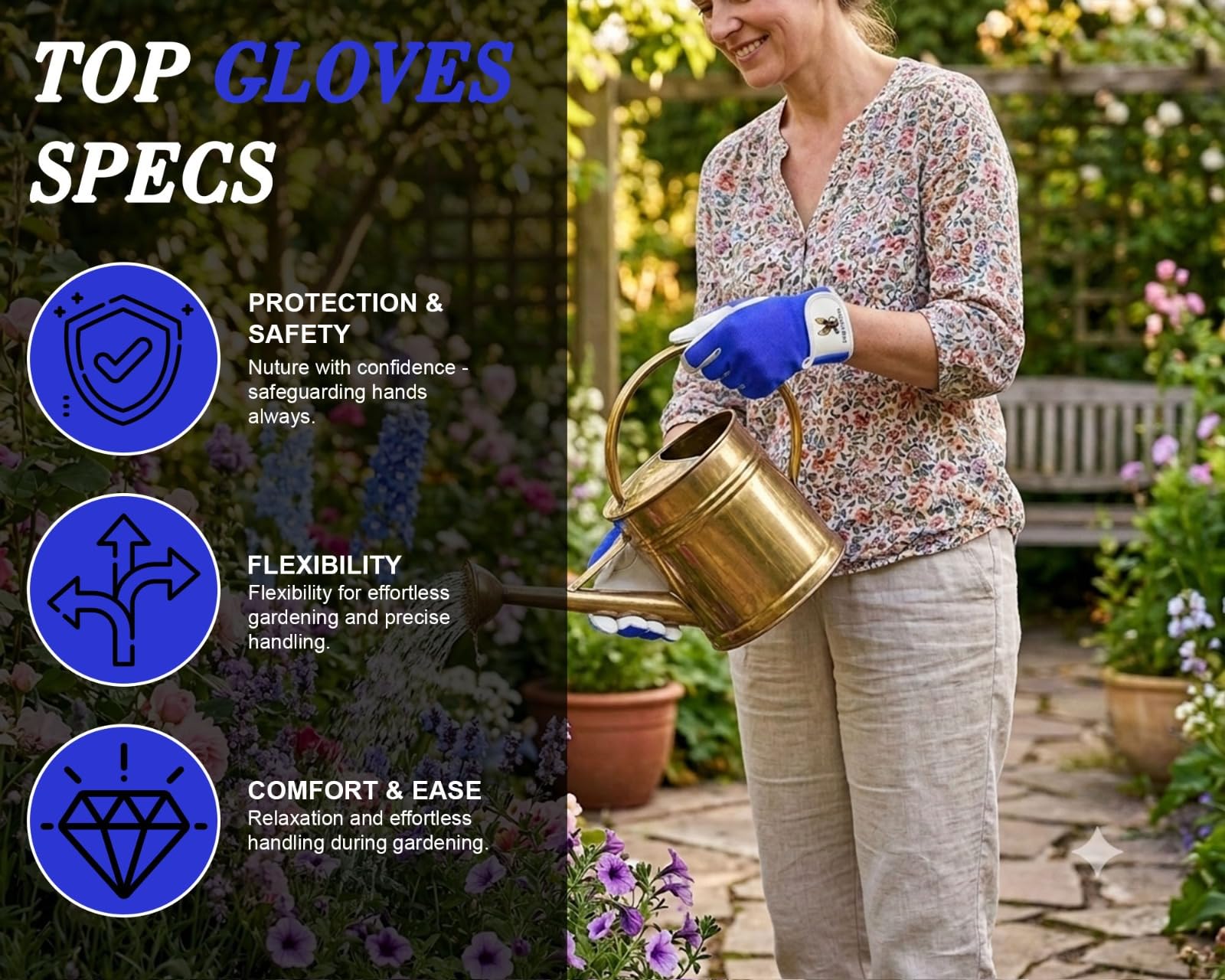 EAGLE SCOOPS Leather Gardening Gloves for Men & Women, Heavy Duty Thorn Proof Rigger Gauntlet Gloves - Image 2