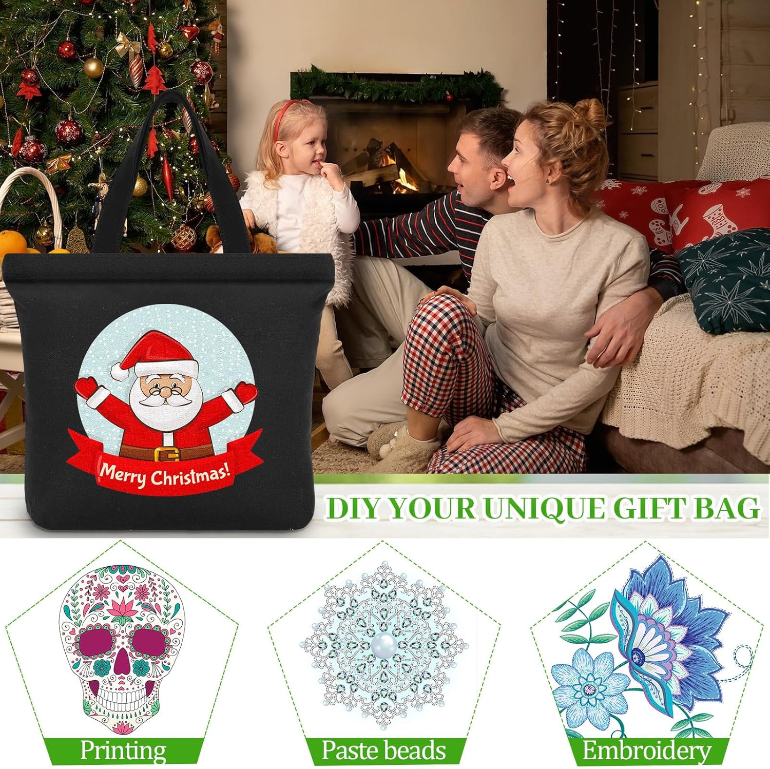 Silkfly 20 Pcs Canvas Tote Bags Bulk 16.5x13.4'' Blank Cotton Canvas Bag with Zipper Handles Reusable Plain Grocery Makeup Handbag for DIY(Black) - Image 6