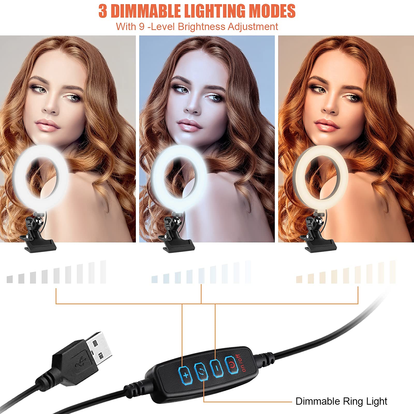 Ringlicht, 6'' Videokonferenz Beleuchtung Licht, Videokonferenz-Beleuchtungsset Zoom Licht, Webcam Licht, Ringlampe mit Clip für Videokonferenzen Video Calls Live-Stream Computer Laptop