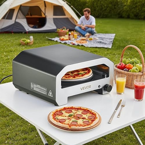 Miniatura 8 de VEVOR Horno de pizza para exteriores de 16 pulgadas, horno de pizza de gas propano giratorio automático, olla de pizza portátil con piedra de pizza