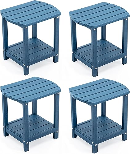 Miniatura 9 de Adirondack - Mesa auxiliar pequeña para exteriores, resistente a la intemperie, HDPE con almacenamiento de 2 niveles para hoguera, balcón, jardín,