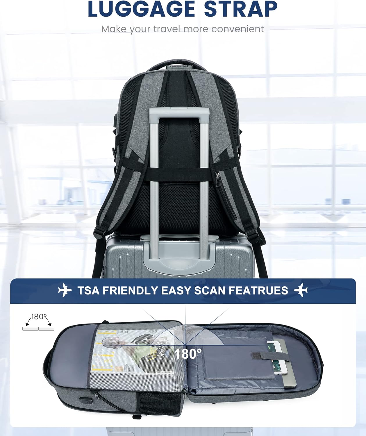 LOVEVOOK 17 inch DarkGrey Travel Laptop Backpack with USB Charging Port, Anti-Theft, Waterproof, Large Computer Business Backpack for Men, College Students - Image 4