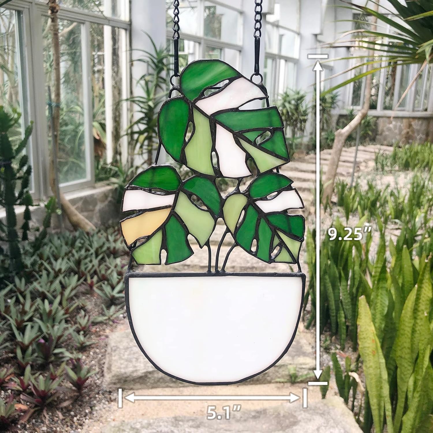 Stained Glass Monstera Plant Decor, Suncatcher Leaf, Tropical Decor Window Wall Door Hanging - Image 4