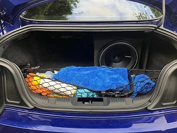 Rear Trunk Organizer Cargo Net for Ford Mustang 2015-2026 Envelope Style Cargo Net for CoupePremium Mesh Elastic Car Trunk Organizer Vehicle Carrier StorageCompatible with Mustang