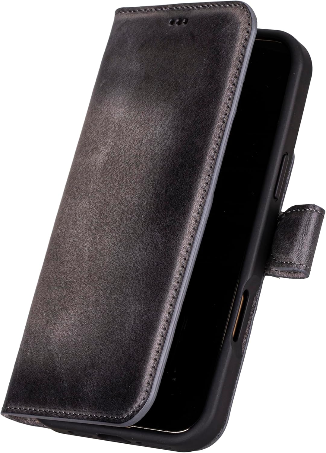 Bayelon Wallet Case for iPhone 16 Pro Max 6.9", Full Grain Leather Wallet Case, Detachable Magnetic Flip Cover, Card Holder, MagSafe Compatible, RFID Blocking Genuine Leather Phone Case (Smoked Black) - Image 9