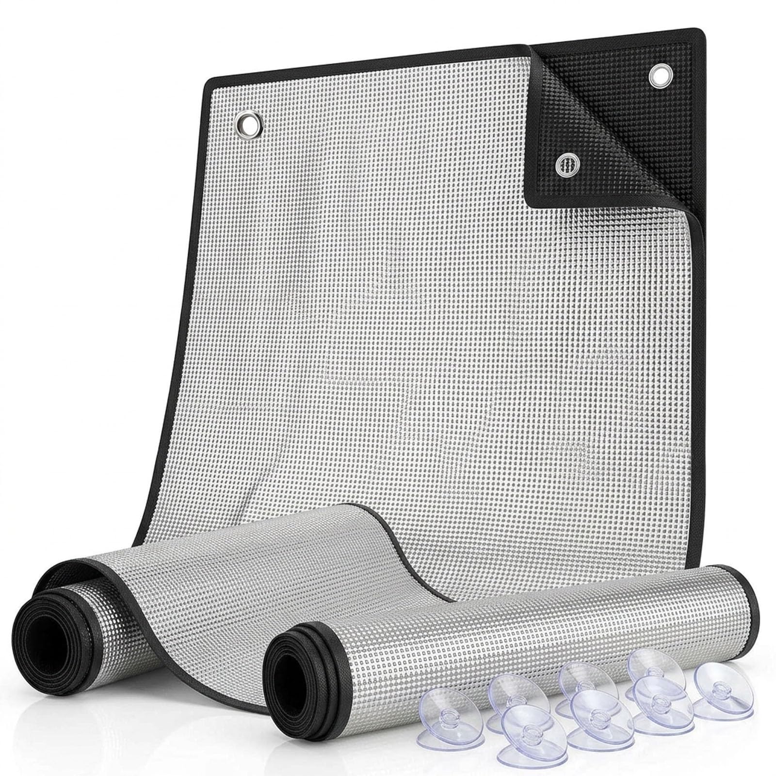 Thermal Insulation Aluminium Foil Window Film with Suction Cups, 100% Blackout Privacy Sun Blocker for Conservatory Home Office, Anti UV Reflective Heat Control Glass Tint(Black,120cm x 180cm)