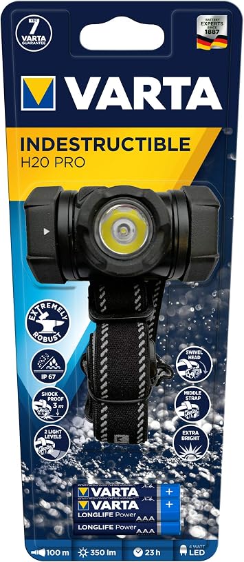 Varta 17732 Indestructible H20 Pro 3AAA Headlamp [Energy Class A]