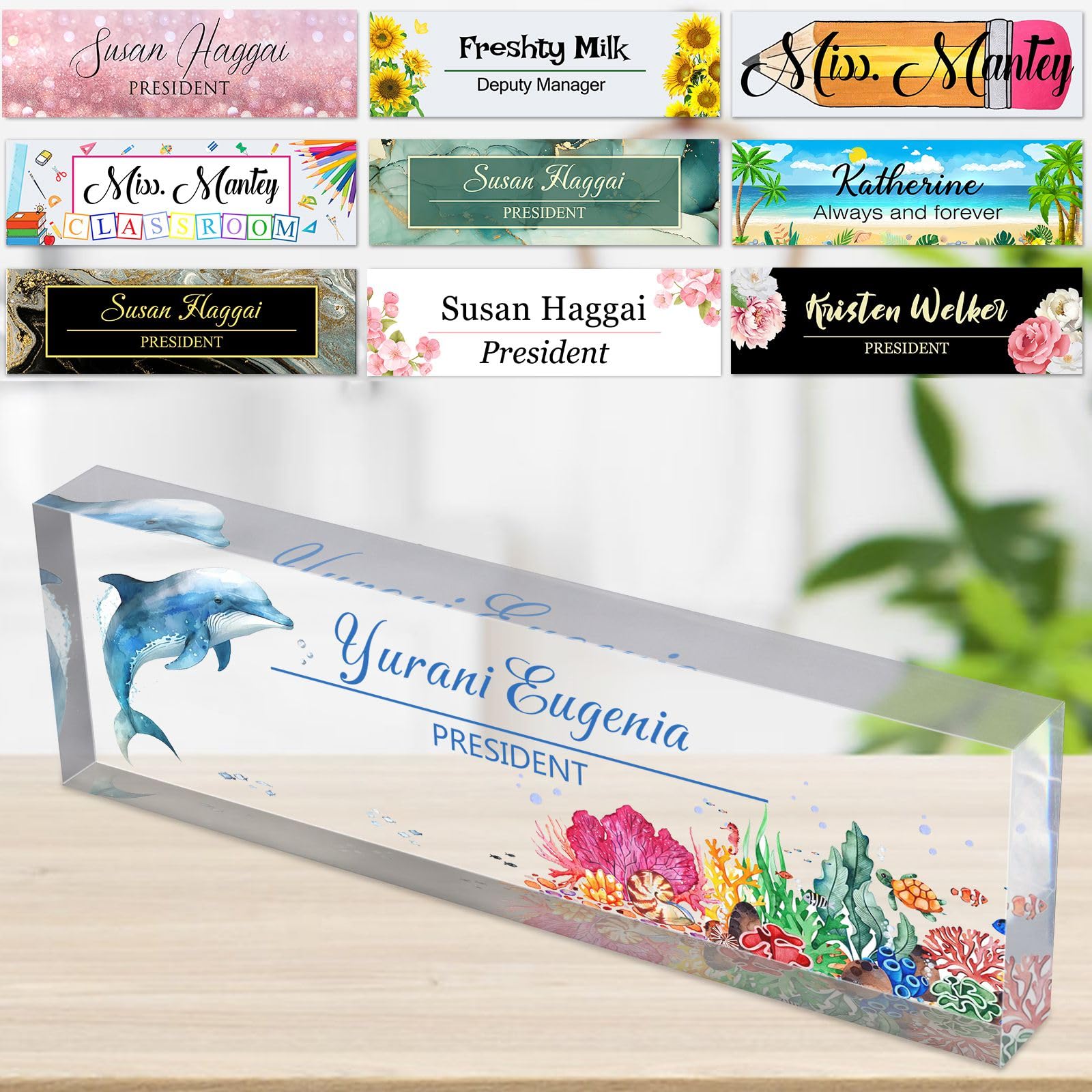 Acrylic Name Plate for Desk Personalised Custom Nameplates Bulk for Office Teacher Classroom Men Women Nurse Gifts