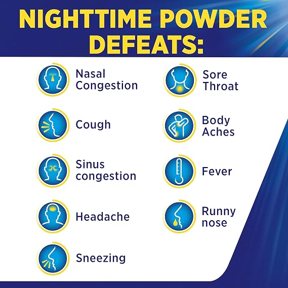 Theraflu Combo Daytime and Nighttime Severe Cold Relief Powder, Honey Lemon Flavor, 12 Count, 6 Daytime and 6 Nighttime