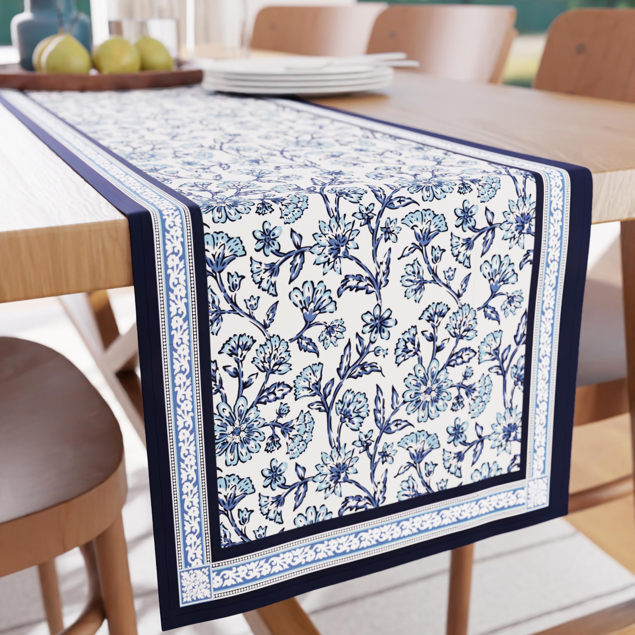 Encasa XO DiningTable Runner, Indigo-02, 32x183 cm