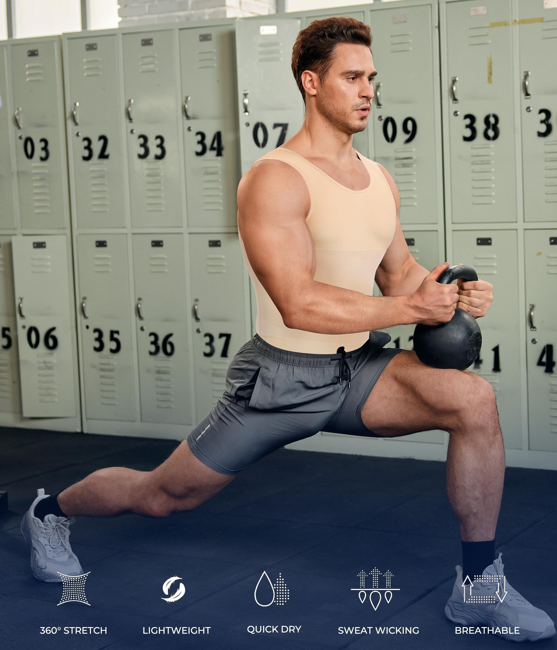 Junlan Compressione Uomo Shapewear Canotta Contenitiva Snellente Intimo Modellante Dimagrante Fascia Pancia Sportivo Fitness CanottieraFascia Addominale Maglietta