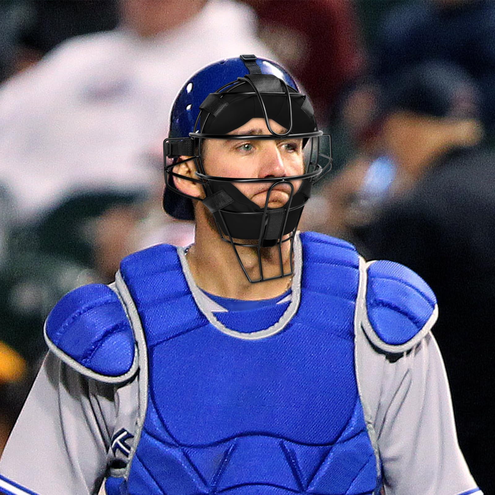 LeapBeast Máscara de Béisbol de Cara Completa, Casco Profesional de Béisbol, Ajuste Seguro Que Proporciona Protección y Comodidad, No Obstruye la Vista, Fácil de Instalar, Negro