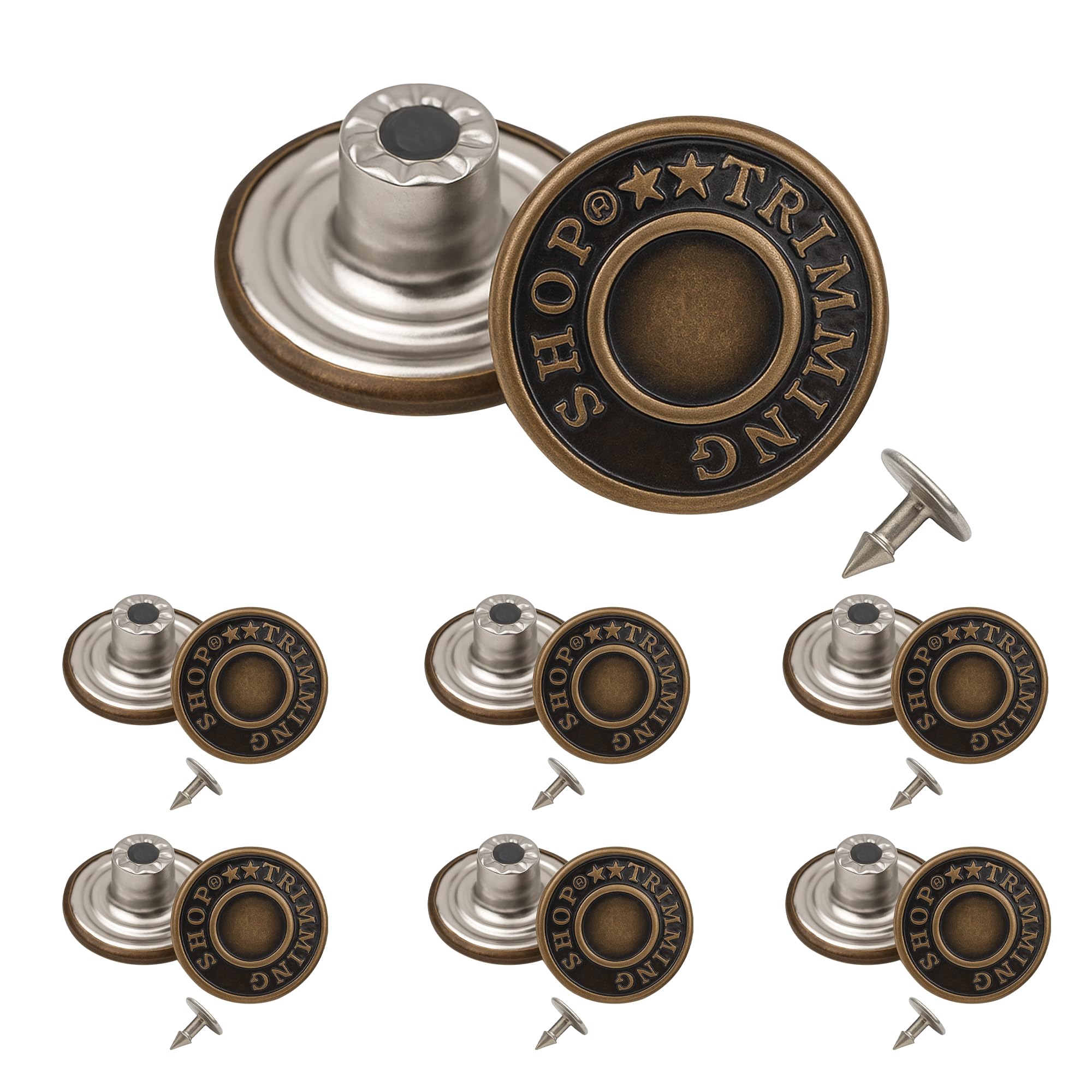 Trimming Shop Stud Buttons 20mm Bronze 50 Pcs Hammer On Denim Jeans Jackets