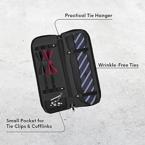 Miniatura 5 de UTILE Estuche de almacenamiento de piel sintética para viajes, soporte para corbatas, corbatas, corbatín, barra de corbata y gemelos (17.3 x 6.7 x