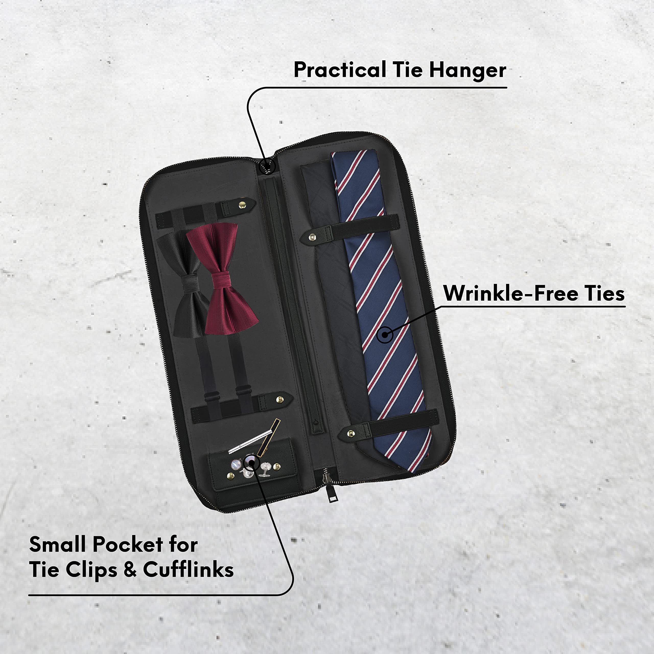 UTILE Estuche de Almacenamiento de Piel sintética para Viajes, Soporte para Corbatas, corbatines, Barras y Gemelos