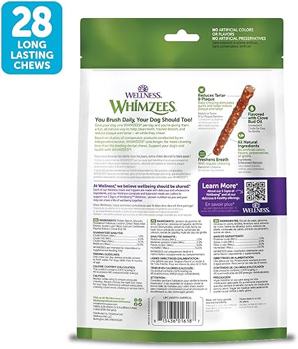 Miniatura 2 de WHIMZEES Wellness Veggie Sausage Dog Dental Treats, Natural Chews, Small Size Stick, (28 Count)