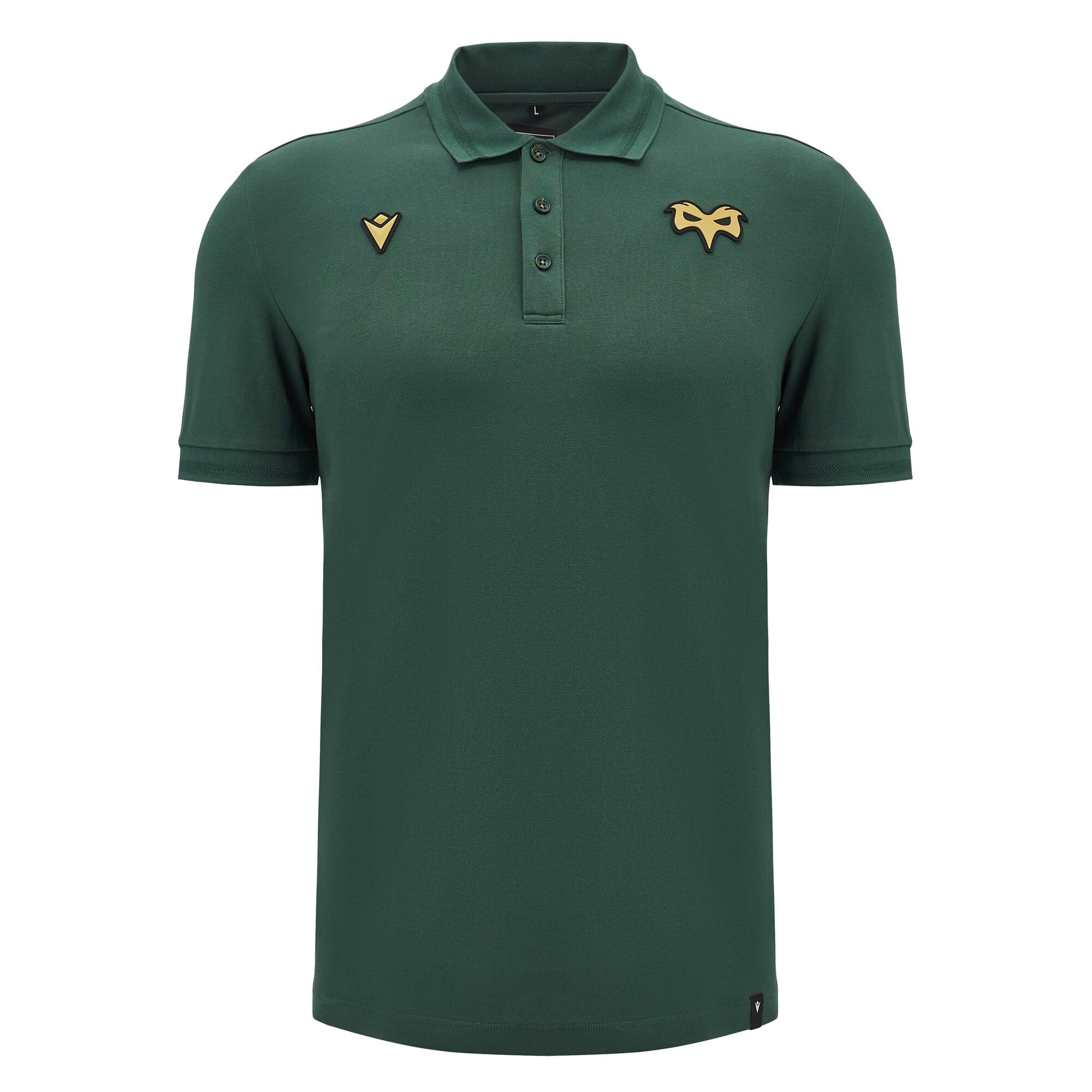Macron Ospreys Rugby 2024/25 Adults Athleisure Cotton Travel Polo (UK, Alpha, M, Regular, Regular, Green)