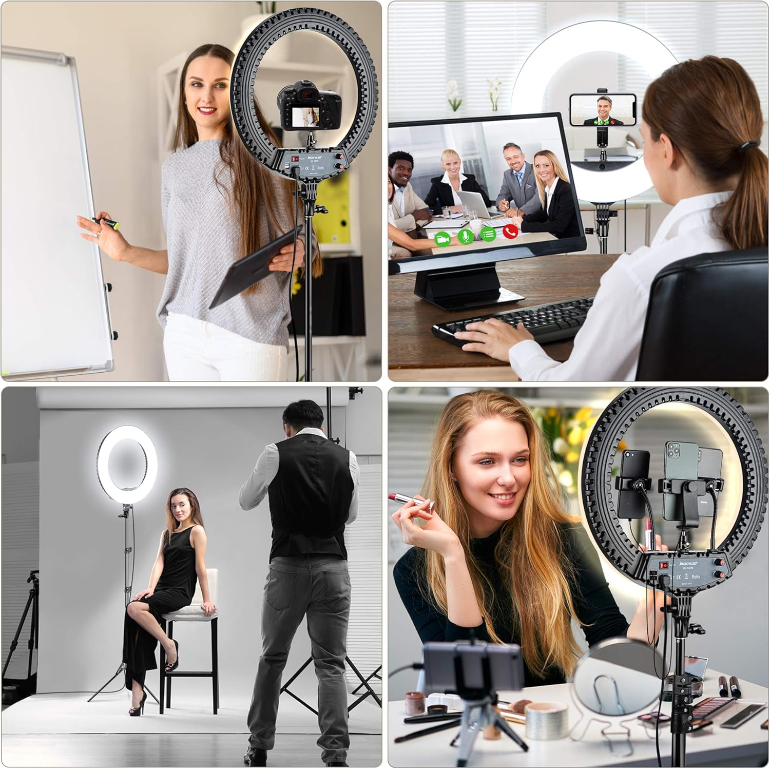 Bеѕt Dеаl 🛒 18 inch LED Ring Light with 70.8 Tall Tripod Stand and 3 Phone Holder JACKYLED 18 Ring Light with Wireless Remote 55W Dimmable 3000K-6000K Ringlight for Zoom YouTube Live Stream Video Shooting