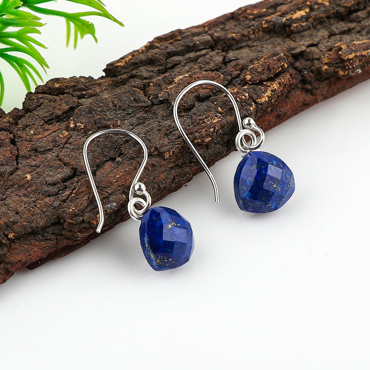 Natural Lapis Lazuli Gemstone Earrings, 925 Sterling Silver Lightweight Jewelry, Handmade Boho Earring, Wicca & Reiki Healing Crystals, Polished Stones, Designer Christmas Gift for Women - Image 4