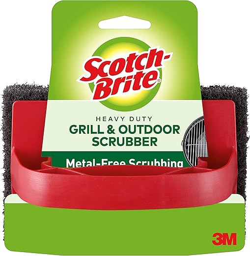Scotch-Brite 7721 Heavy Duty Grill & Outdoor Scrubber, Ideal for Concrete, Patio Bricks, BBQ Tools and Charcoal and Gas Grills, Black