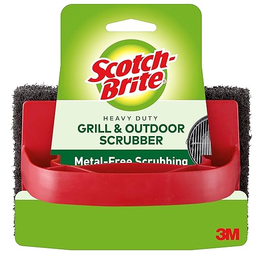 Scotch-Brite 7721 Heavy Duty Grill & Outdoor Scrubber, Ideal for Concrete, Patio Bricks, BBQ Tools and Charcoal and Gas Grills, Black
