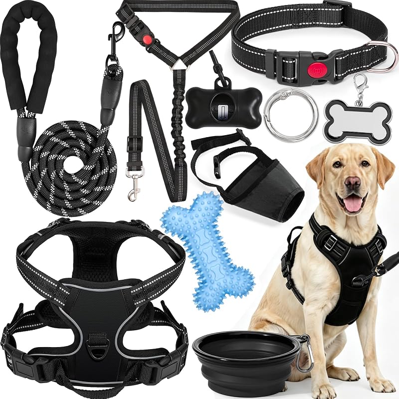 Peitoral tipo cabresto para cães em nylon YXFDOYT Preto (X-Large)