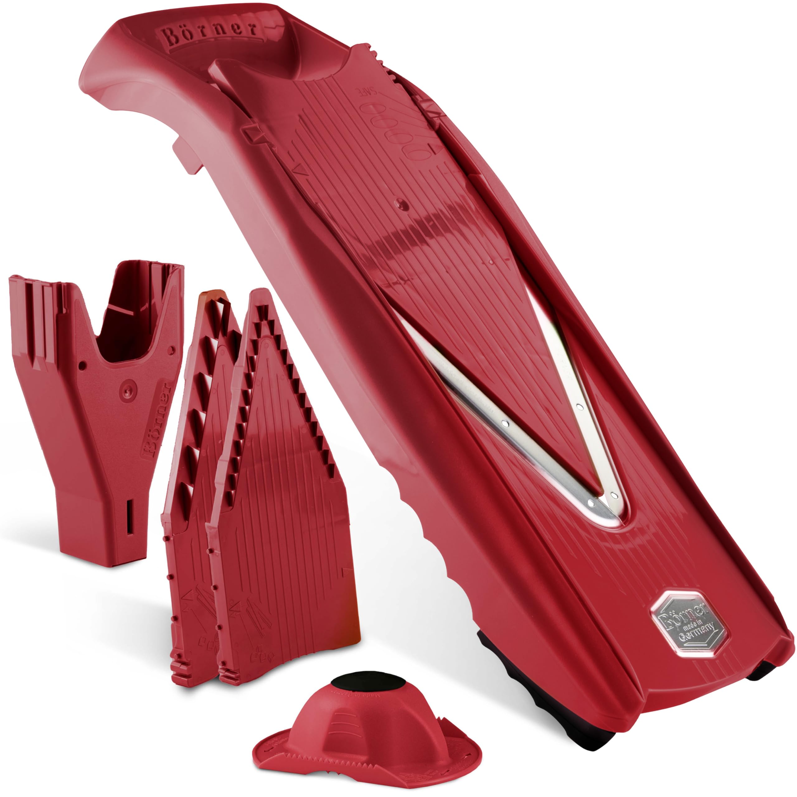 Börner Red Mandoline Food Slicer V5 (Starter Set) By Reston Lloyd • V-Slicer With Food Holder • Made In Germany • Fruit & Vegetable Chopper • Multiple Settings • Color:
