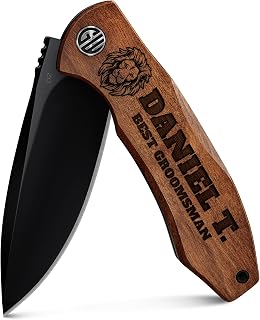 Personalized Pocket Knife for Groomsmen - Custom Folding Knives Set of 3 pcs - Engraved Gifts for Men and Women - Gift for Groomsman, Wedding Party, Best Man Proposal, Gift for Bride, Maid 207 PS 2V