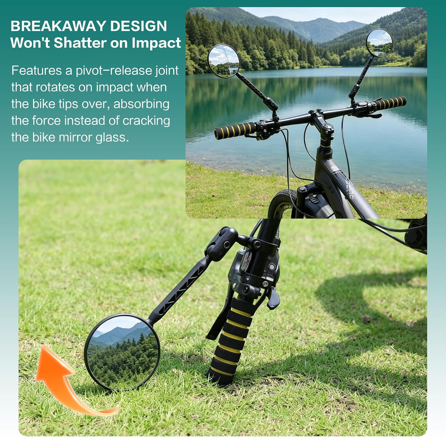 SHEJISI Bike Mirror, 2 pcs Bike Mirrors Handlebar Mount, HD 360° Adjusted Bike Rear View Mirror, Anti-impact/explosion/glare, Fits for Mountain Bikes,E-bike, Bicycle, Scooter (reflective film)