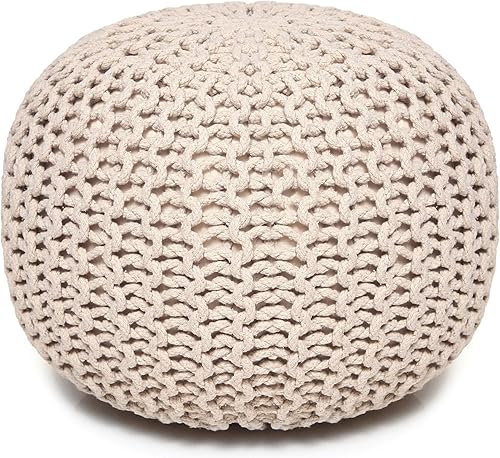 Miniatura 4 de REDEARTH Puf otomano redondo, tejido a mano, estilo bohemio, decoración del hogar, puf circular para sala de estar, guardería, dormitorio, sala de