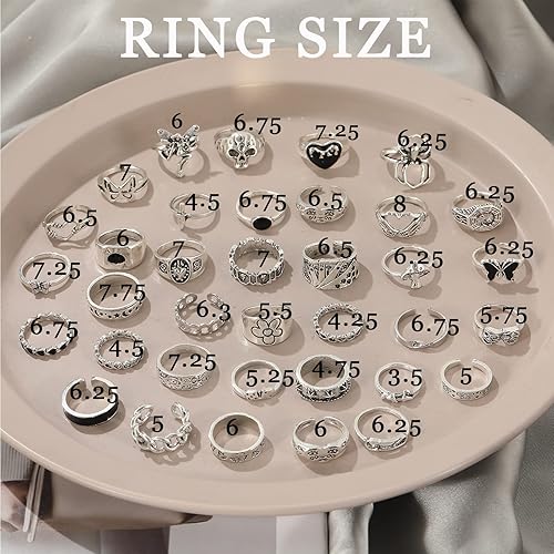 Miniatura 7 de Anillos punk de plata vintage para hombres mujeres y niñas juego de anillos góticos geniales anillo gótico Eboy anillos emo gruesos abiertos