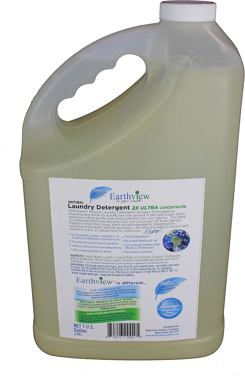 Laundry Detergent, Fragrance Free, 2 pk/ 128 oz- Designed for Environmental Sensitivities (MCS, EI, MI)