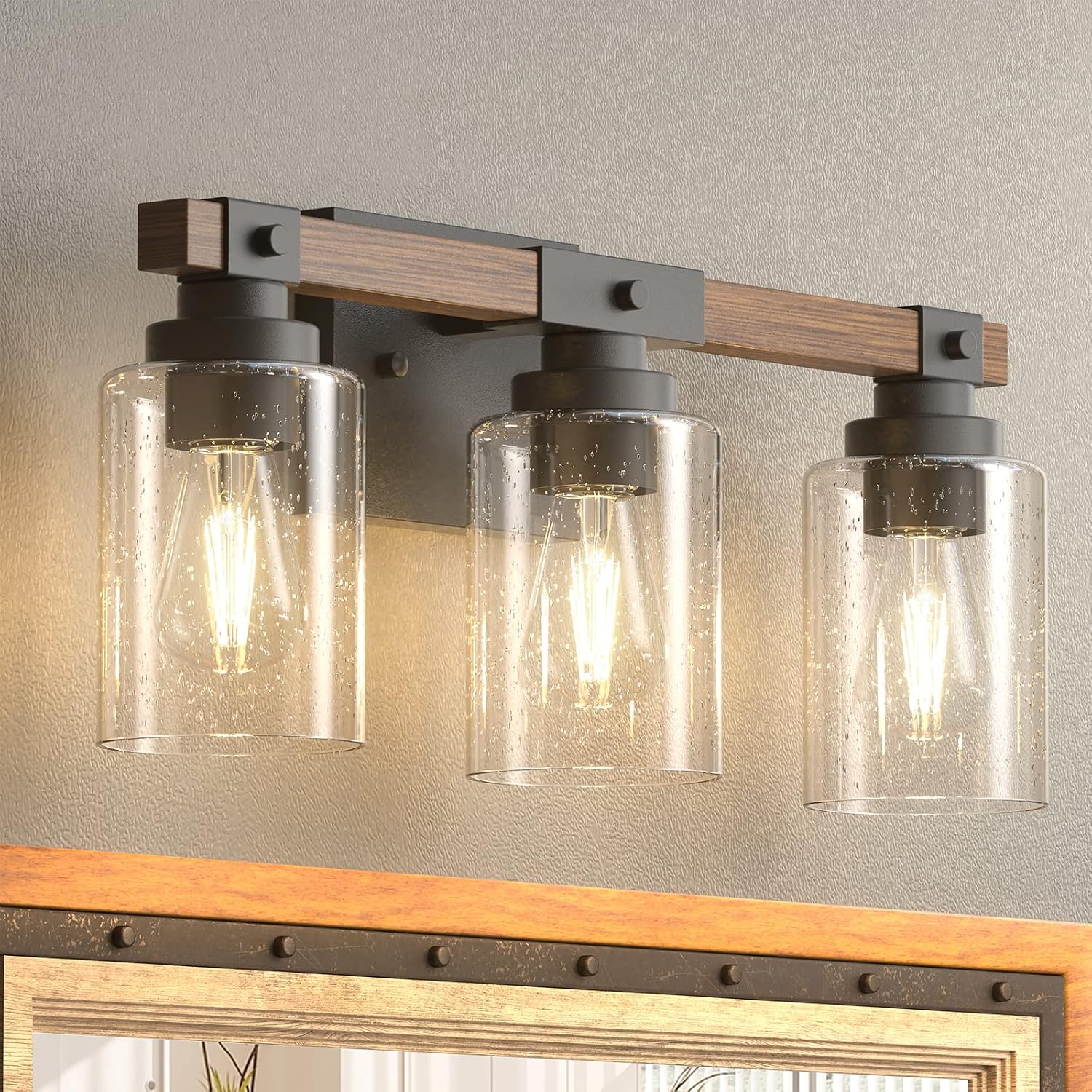 Amico Clear Seeded Glass Shade, Cylinder Bubble Glass Lampshade, 5.5in Height, 3.9in Diameter, 2.6in Fitter, Replacement for Pendant, Chandelier, Wall Sconces, Vanity Lights
